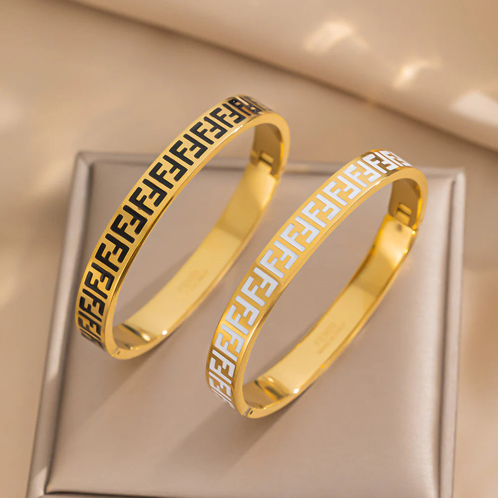 Luxe Pattern Link, Gold & Black
